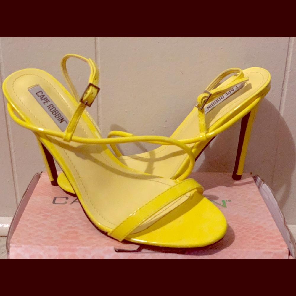 Neon yellow high heels